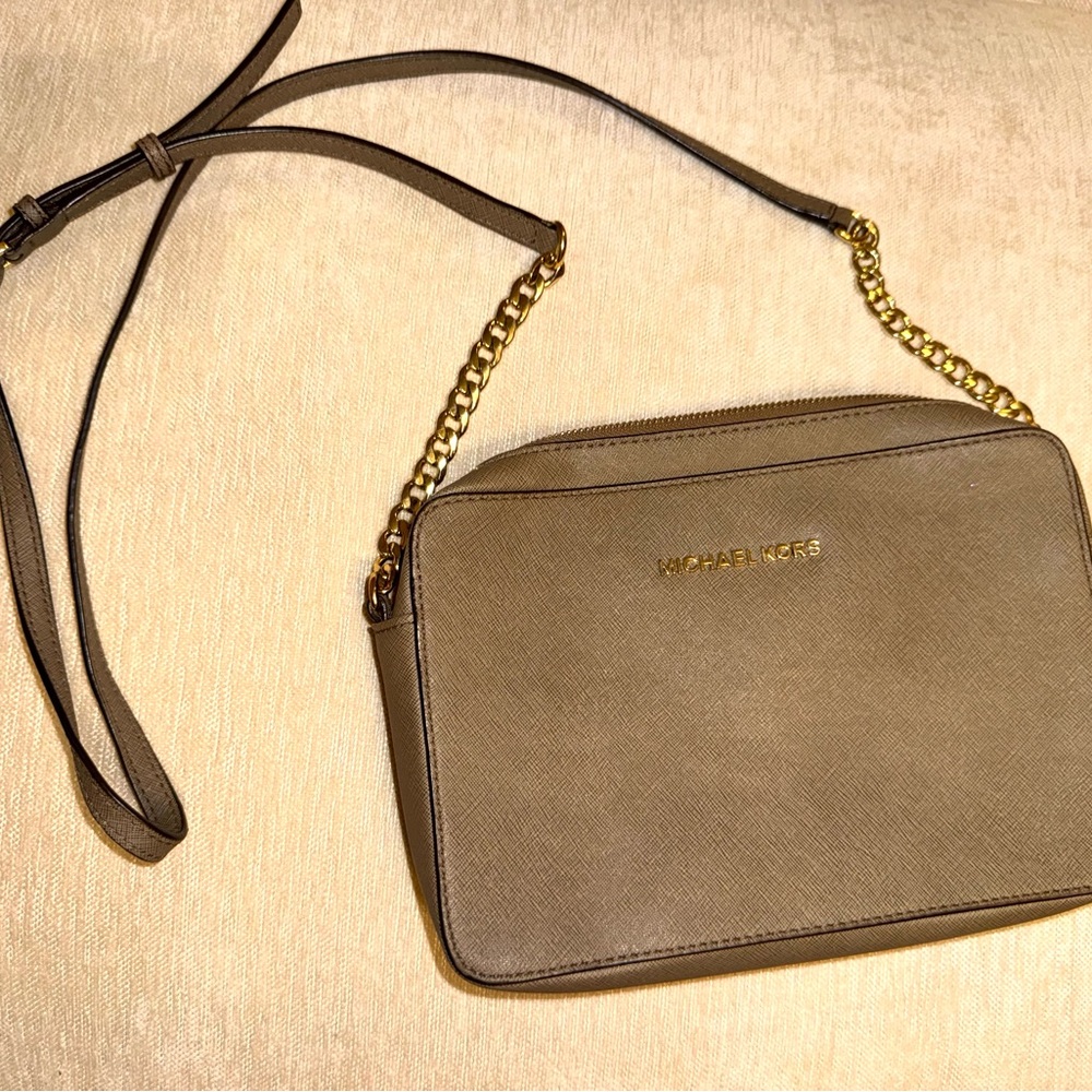 Michael Kors Olive Crossbody Bag with Gold Chain